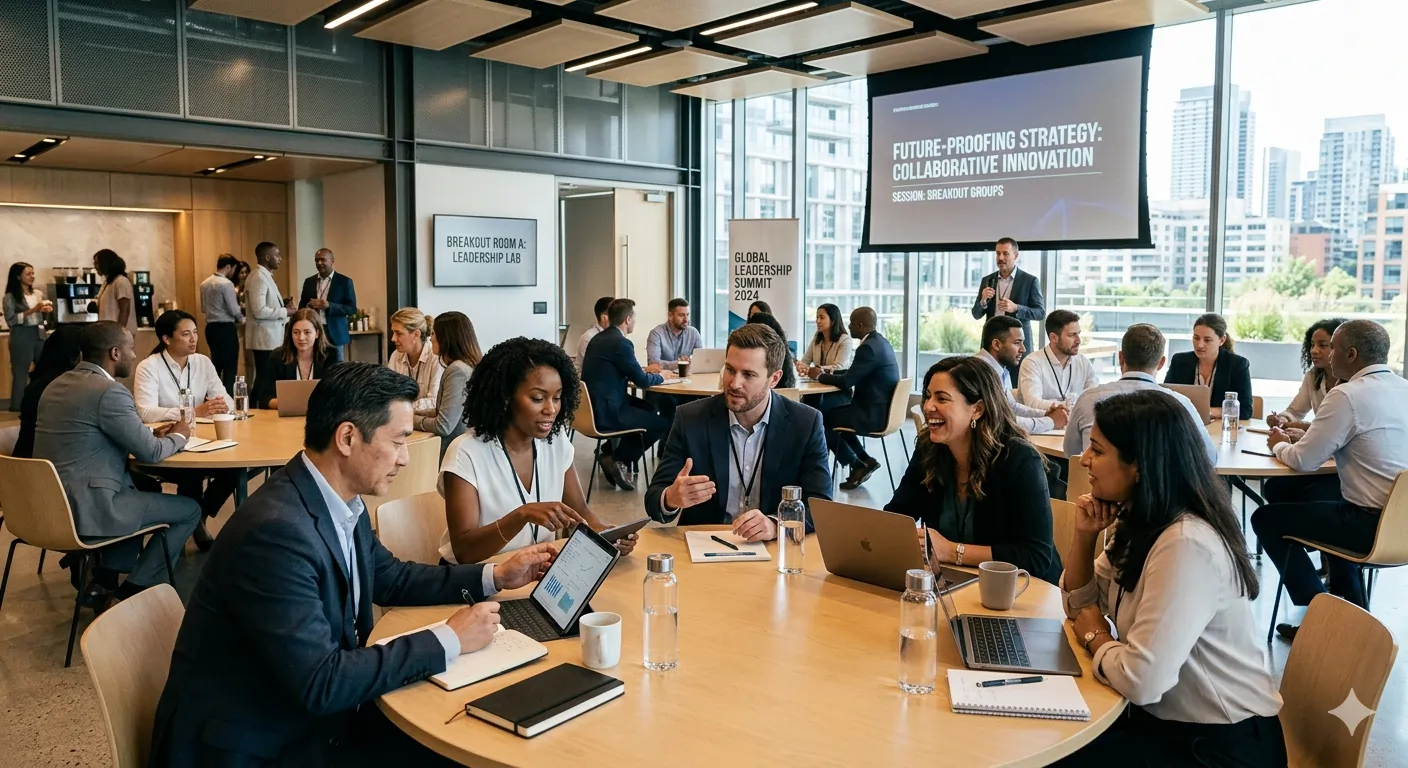 modern corporate event, executive meeting, conference, leadership retreat